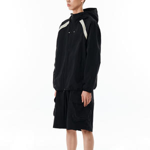 Conjunto de pantalones cortos de dos piezas para hombre, chándal, nueva moda, cortavientos, chaqueta con capucha y cremallera, conjuntos cortos cortavientos para hombre - Product Image 2