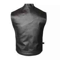 Gilet moto en cuir pour homme, col montant, fermeture éclair, noir uni, style hip-hop, écologique, vintage
