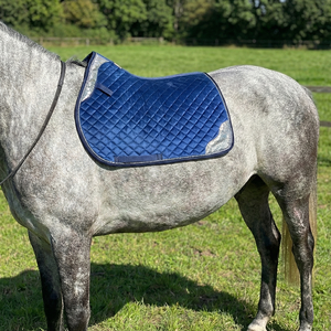 Manta de Silla de Doma Acolchada Azul Rey con Forro de Malla, Relleno de Espuma y Algodón, Detalles Metálicos Plateados para Entrenamiento de Equitación - Product Image 2