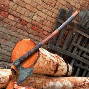 Handmade Custom <b>Viking</b> Norse Tomahawk <b>Axe</b> Head Industrial Grade Carbon Steel 58-60HRC Battle Sharp Edge with Rosewood Handle - Product Image 3