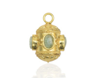 Liontin Kalung Trendy Buatan Tangan Desain Taweez, Batu Mata Harimau Alami Bentuk Bunga Bersegi, Berlapis Emas Kuningan Vintage
