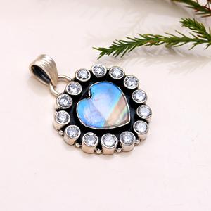 <b>Labradorite</b> Natural Gemstone <b>Pendant</b> Handmade 925 Sterling Silver Simple Design Heart Shape <b>Pendant</b> Gift for Her Fine Jewelry - Product Image 4