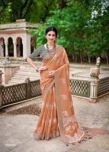 ชุดส่าหรีผ้าไหมส่าหรีผ้าฝ้ายบริสุทธิ์ของผู้หญิงชุดเดรสแบบเรียบง่ายสไตล์ปากีสถาน - Product Image 5