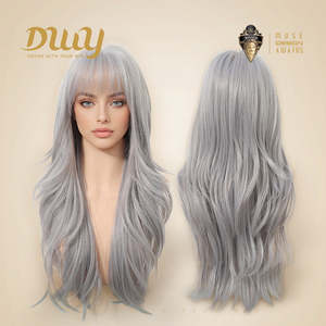 Caroline-DWY 26-Inch MiraScalp Long-Length Silver <b>Grey</b> <b>Wig</b> with Long Curly Style High Temperature Fiber High Quality for Women - Product Image 4