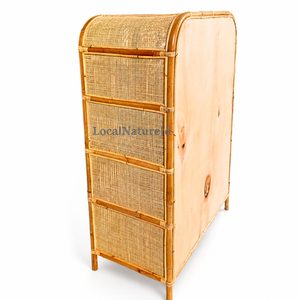 Natural Rattan <b>Storage</b> Cabinet Bamboo Side Chest of <b>Drawers</b> Canopy Organizer <b>for</b> Living Room Bedroom Home Decor - Product Image 3