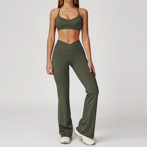 Nouvel ensemble de vêtements de sport pour femme 2026 : soutien-gorge de yoga respirant et leggings extensibles avec logo frontal, motif uni, idéal pour la gym et l'entraînement physique - Product Image 5