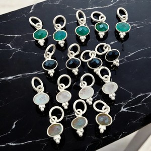 6x4mm ovale Briolette coupe 925 argent Sterling lunette ensemble or et plaqué rhodium Labradorite breloques en gros - Product Image 6