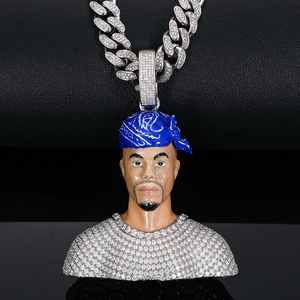 Colgantes y abalorios de joyería fina con cara helada para hombre, diseño personalizado de Hip Hop en oro macizo de 10kt y diamantes de moissanita - Product Image 1