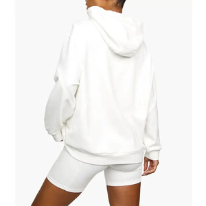 Vêtement de sport surdimensionné à la mode 2026, veste à capuche zippée, couleur unie, sweat-shirts de sport côtelés pour femmes, vente chaude OEM - Product Image 3