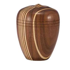 Urne funéraire en bois massif de qualité supérieure, artisanale, à rayures, pour cendres, souvenir commémoratif, décoration funéraire, urne adulte - Product Image 1