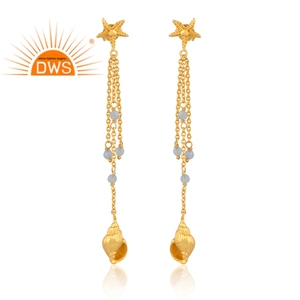 ที่ดีที่สุดที่มีคุณภาพเงินสเตอร์ลิง18K ชุบทองพลอยคาลซิโดนีดีไซน์แบบห้อยต่างหูผู้ผลิตเครื่องประดับดี - Product Image 2