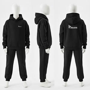 Conjunto Deportivo Negro para Entrenamiento, Chándal de Felpa Francesa, Pantalones Deportivos Personalizados para Hombre - Product Image 3