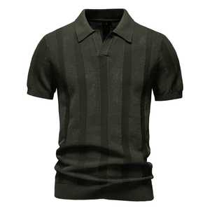 Men Polo Shirt Breathable Knit Casual Top With Turn Drown <b>Collar</b> Shirt Men Solid - Product Image 5