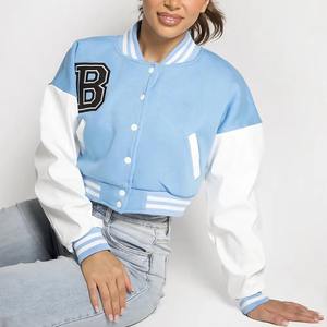 Chaquetas Varsity para Mujer de Color Sólido al Mejor Precio, Hechas a Medida, de Piel de Oveja y Algodón, Secado Rápido, Transpirables, Invierno, Venta al Por Mayor, OEM - Product Image 5