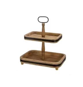 Nouveau support de gâteau en bois et métal à 2 niveaux décoration de table de mariage pour la maison hôtels et restaurants avec taille et logo personnalisés - Product Image 6