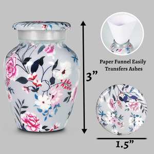 Floral Mini <b>Urns</b> <b>for</b> <b>Human</b> <b>Ashes</b> <b>Small</b> Keepsake <b>Urns</b> <b>for</b> Female Tiny Decorative <b>Urns</b> 3 Inch 1Pc - Product Image 2