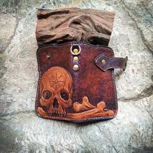 Portefeuille de motard en cuir véritable de luxe, vintage, pliable, géométrique, sculpté, imperméable, avec blocage RFID, pour ranger l'argent liquide et le passeport - Product Image 2