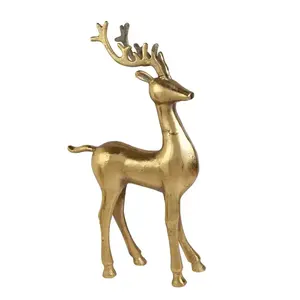 Popüler tasarım sofra yatak odası dekorasyon heykel için yeni tasarım alüminyum altın geyik heykel Showpiece dekorasyon
