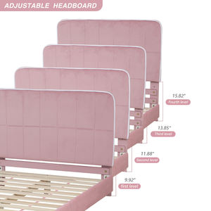 Camas Gemelas Tapizadas para Niños, Cama Infantil de Terciopelo, Cama Moderna para Niños, Cabecera Ajustable en Altura para Adolescentes para Dormitorio - Product Image 5