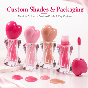 ลิปกลอสแบบหัวใจ แบรนด์ส่วนตัว โลโก้สั่งทำได้ น่ารัก สีชมพูหวานใส  หลอดบิดเกลียว ติดทนนาน  วีแกน รับผลิตแบบ OEM - Product Image 3
