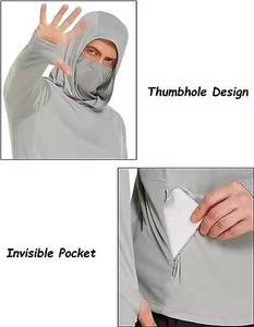 Wholesale Custom Logo Men's UPF 50+ UV Protection Breathable Fishing Jersey <b>Shirts</b> Quick Dry Long Sleeve Hooded Neck Gaiter - Product Image 2