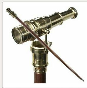 Bâton de marche en bois incrusté de laiton avec poignée de télescope en fibre de carbone, bois et matériaux écologiques par AYAANS CREATIONS - Product Image 1