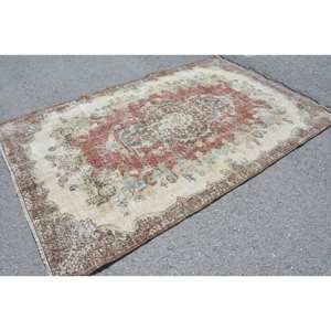 พรมข้างเตียงแบบโบราณของตุรกีพรมข้างเตียงผ้าวูลทำมือดีไซน์8.5ft 5.4ชิ้นพรมสีน้ำตาลเบจสไตล์ตุรกีโบราณ - Product Image 4