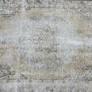 Alfombra Turca Vintage, Alfombra de 3.2x6.5 pies, Alfombra de Lana con Estampado Animal en Blanco y Azul - Product Image 5