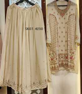 Modern Designer Unstitched <b>Silk</b> <b>Organza</b> Indian Pakistani Wedding Party Long Salwar Kameez Hand Embroidered Fancy Model Unique - Product Image 1