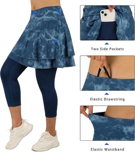 High Waist Navy Blue Full Length Flared Leg Yoga <b>Skirt</b> Elastic Waist Breathable Spandex Cotton Tummy Control <b>Shapewear</b> for Women - Product Image 4