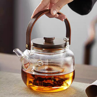 Théière en verre borosilicate soufflé à la main style Japandi 800 ml, écologique, anti-explosion, saine, transparente, personnalisable