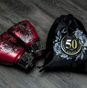 ถุงมือชกมวยสีแดงคุณภาพสูง ลายดอกไม้ สำหรับฝึกซ้อมและต่อยมวย - Product Image 5