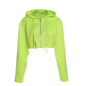 Customized High Quality Cotton Women Crop <b>Top</b> Hoodies Plain Custom Cropped Hoodie for Women OEM Services Custom Design - Product Image 1
