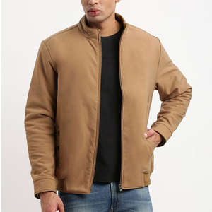 แจ็คเก็ตบอมเบอร์ผู้ชายสั่งทำขายส่ง คอตั้ง สีพื้น บริการ OEM สำหรับฤดูหนาว โลโก้ด้านหน้า ระบายอากาศ แห้งเร็ว - Product Image 1