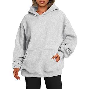 Sudadera con capucha personalizada de poliéster de alta calidad para mujer, ropa de calle de otoño, estilo informal con patrón sólido por encima de la rodilla - Product Image 6