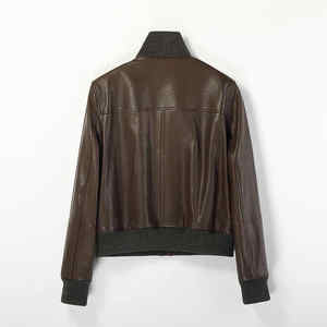 2024 femmes en cuir de mouton véritable Bomber veste courte décontracté coupe-vent Style respirant et fini traité - Product Image 5