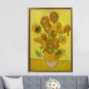 ภาพพิมพ์บนผ้าใบลายดอกทานตะวันของแวนโก๊ะสีสันสดใส ของตกแต่งบ้านสไตล์โมเดิร์น ผ้าใบกรอบสีทอง - Product Image 1