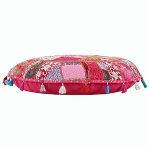 Fundas de cojín de algodón hechas a mano con bordado indio para decoración de hogar y granja con cremallera fundas de almohada redondas bohemias - Product Image 5