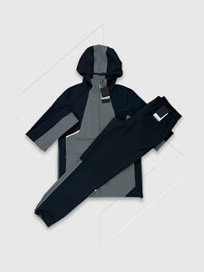 ชุดเสื้อกางเกงวอร์มมีฮู้ดสำหรับผู้ชายชุดวิ่งผ้าคอตตอนผ้าขนแกะสีตัดกันขนาดพลัสไซส์ออกแบบได้ตามต้องการ - Product Image 4