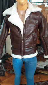 Veste en cuir véritable en peau de mouton pour hommes, manteau en cuir volant pour hommes - Product Image 6