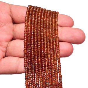Hessonite Garnet 3mm-4mm rondelles เหลี่ยมเพชรพลอย16นิ้ว | ลูกปัดอัญมณีสังเคราะห์สีน้ำตาลธรรมชาติสำหรับเครื่องประดับ - Product Image 3