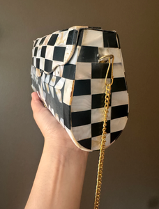 Exquisite <b>Mother</b> <b>of</b> <b>Pearl</b> Clutch Luxurious Evening Bag with Gold Chain Strap and Resin Overcoat Special Occasion Purse - Product Image 3