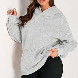Vente en gros de sweatshirts à manches longues en coton biologique pour femmes sweatshirts à capuche avec logo personnalisé - Product Image 2