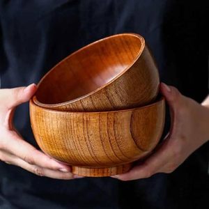 Bol en bois d'acacia poli, best-seller, directement de l'usine, logo personnalisé, bol rond pour fruits, aliments, salades, vente en gros, en vrac, moderne, personnalisé - Product Image 6