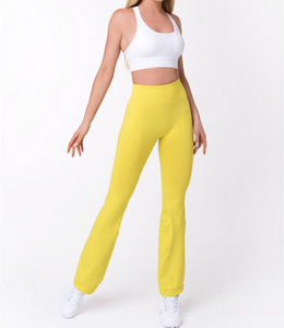Leggings Acampanados Elegantes de Alta Calidad para Mujer, Cintura Alta, Tejidos, Transpirables, Gruesos, 300g, para Yoga, Ejercicio, Uso Casual, 100% - Product Image 4