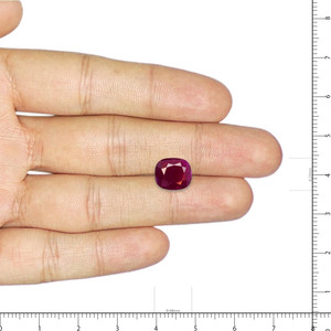 Rubis (Manik) - 3,06 carats, pierre précieuse synthétique naturelle facettée, variété incluant émeraude, coussin, étoile, octogone, traitée thermiquement, rouge - Product Image 3