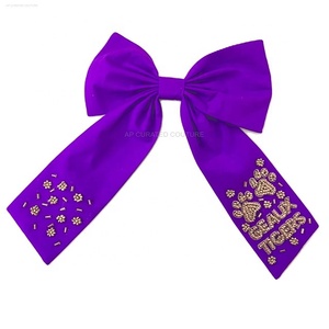 Nom de l'équipe conceptions personnalisées arcs perlés accessoires de cheveux arcs en alligator fabriqués à la main arcs en coton riz arcs perlés conceptions - Product Image 4