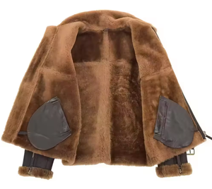 Chaqueta de cuero de piel de estilo aviador Esprit de invierno para hombre, cierre de cremallera de cuero genuino de calidad superior personalizable al por mayor - Product Image 4