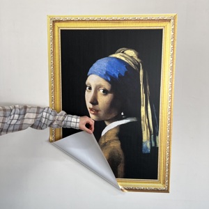 Johannes Vermeer Girl พร้อมภาพต่างหูมุกวัสดุโพลีสไตรีนที่ทนทานนำกลับมาใช้ใหม่ได้ช่วยยึดพื้นผิวด้วยไฟฟ้าสถิต - Product Image 4