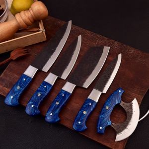 Juego de cuchillos de Chef de cocina personalizados de alta calidad, 5 uds., hoja de acero inoxidable de Damasco con mango epoxi para tallar y cortar - Product Image 3